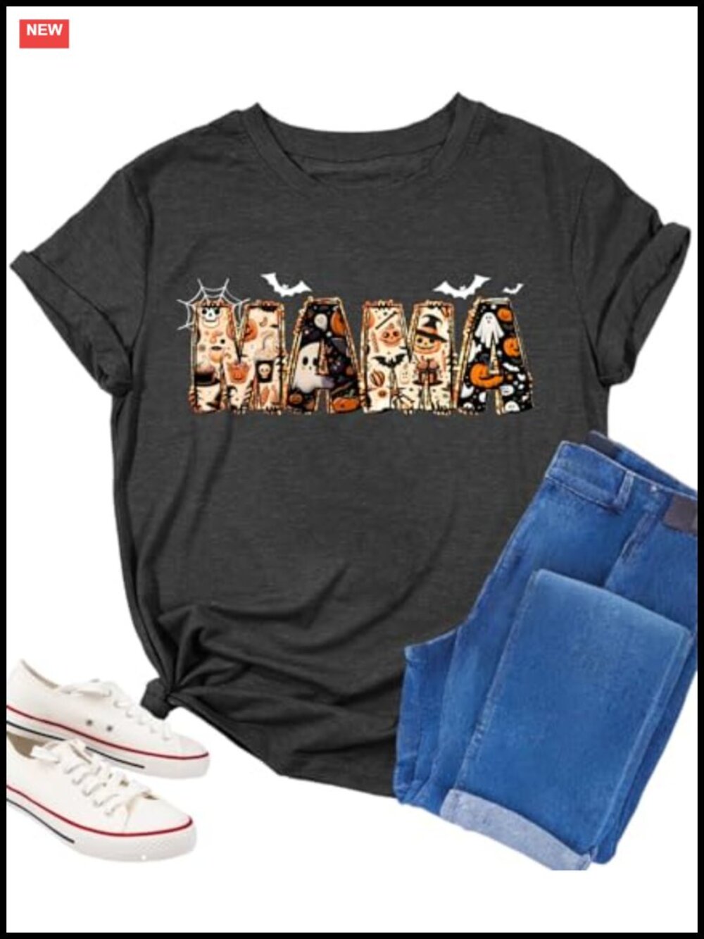 Halloween Mama Shirt Cotton Blend Crew Neck Short Sleeve Tee